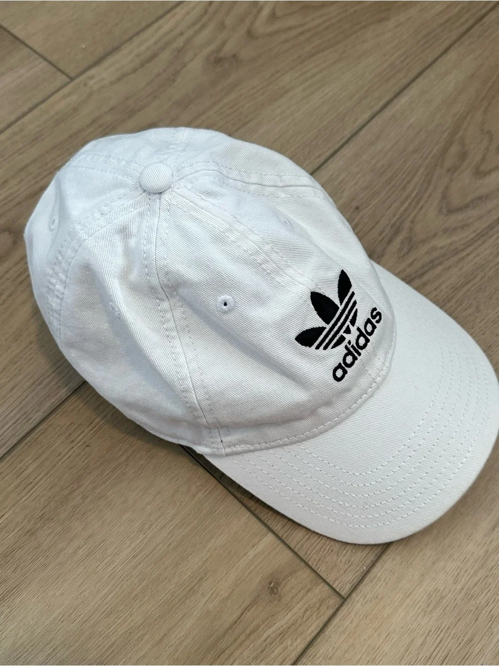 adidas Kids White Cap with Black Trefoil